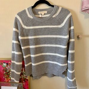 Grey & White Striped Sweater